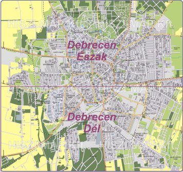 Debrecen térkép - tájoló