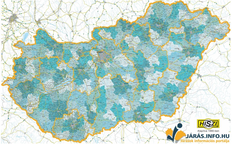 Magyarország járás térképe ma és a 19-20 sz. fordulóján